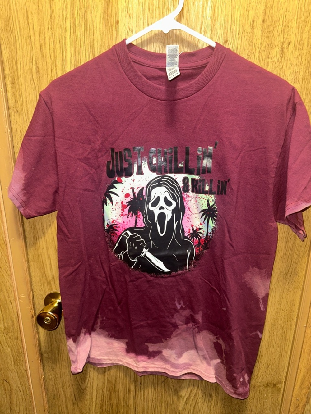 Custom Maroon Graphic 'Just Chillin' & Killin' Scream Tee